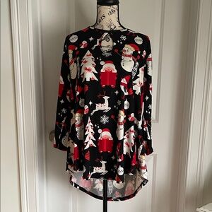 Black Festive Print Women's Tunic